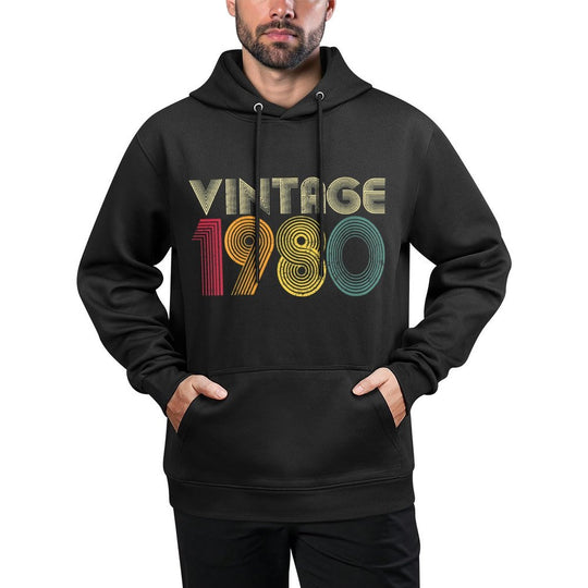 Womens 40th Birthday Gift Vintage 1980 Retro Men Women Mom Dad Kangaroo Pocket Hoodie