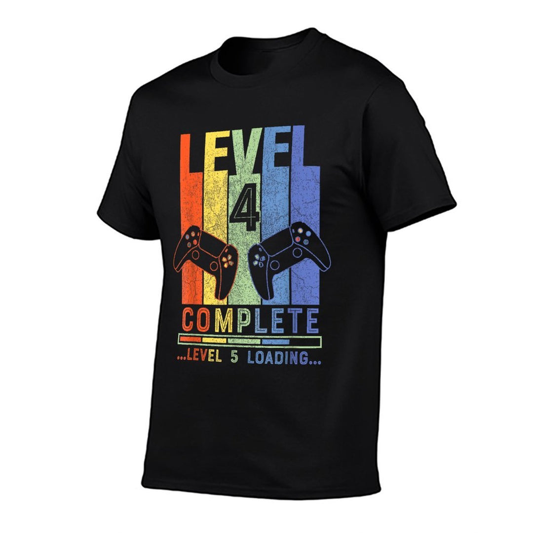 Level 4 Complete Gamer Gift 4 Years Wedding Anniversary  Fade-proof Color T-Shirt