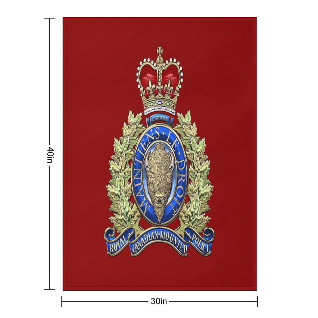 Royal Canadian Mounted Police - RCMP Badge over Red Velvet Sustainable Throw Blanket