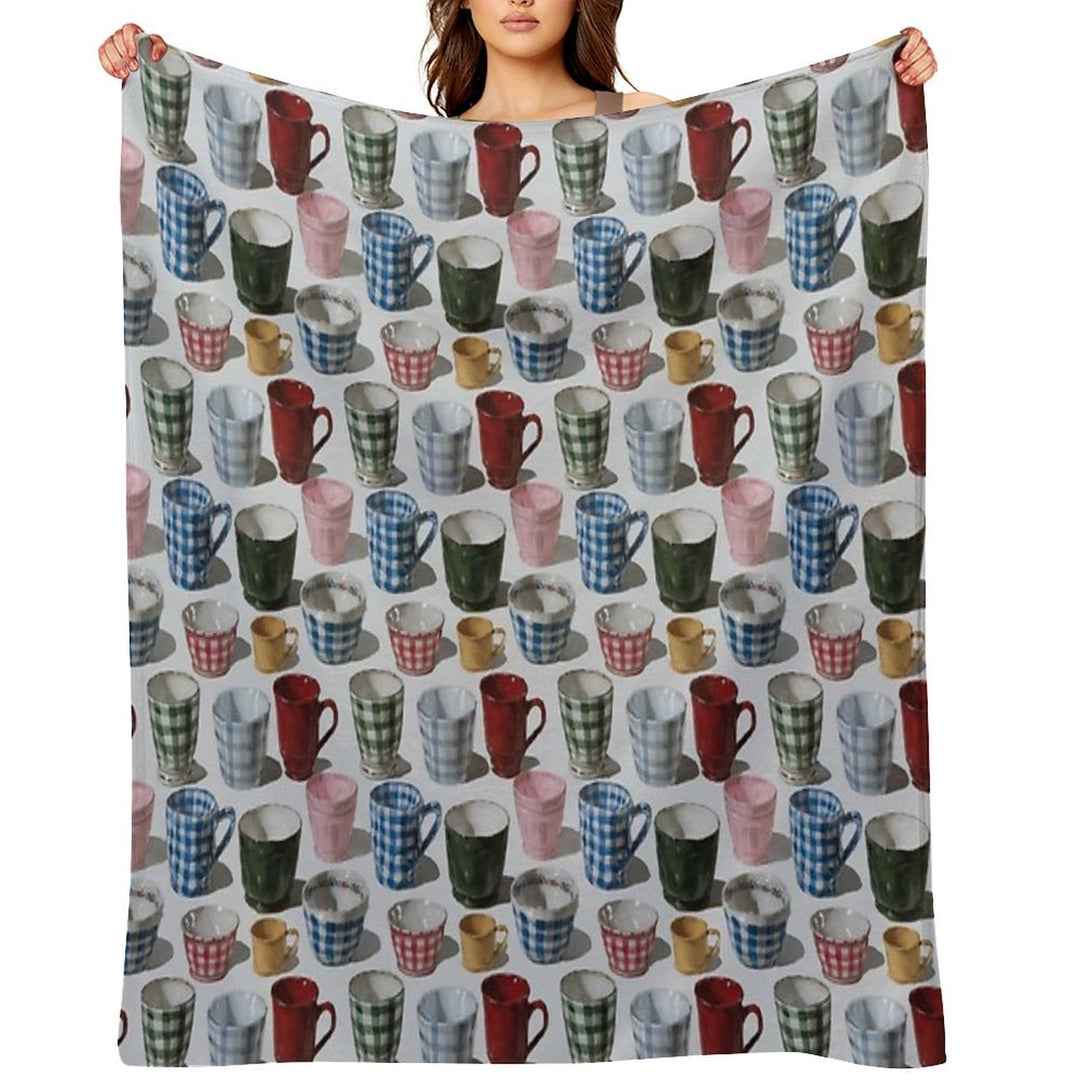 Realistic Still Life Mugs Pattern Versatility Throw Blanket