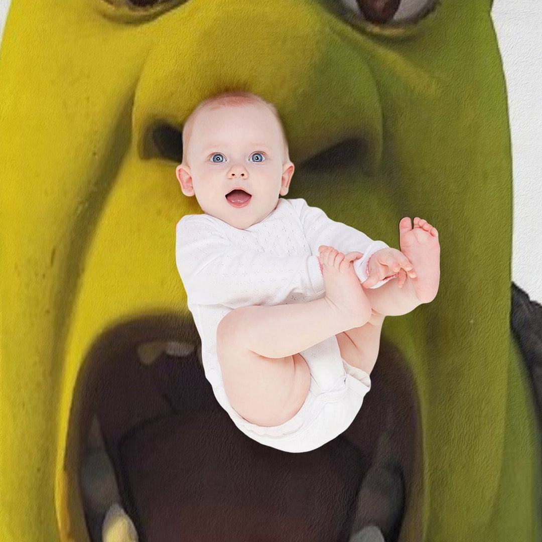 Surprised Shrek Meme Sticker – Funny Ahh! You Just Scared Shrek Decal Anti-pilling Throw Blanket