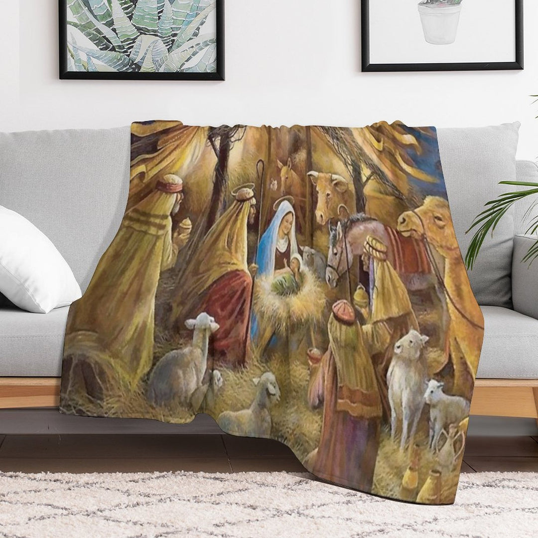 Christian Christmas Nativity Travel-friendly Throw Blanket