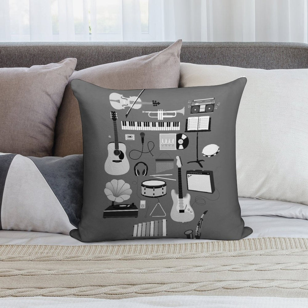 Music Things Soft Short Plush Fabric Throw Pillow