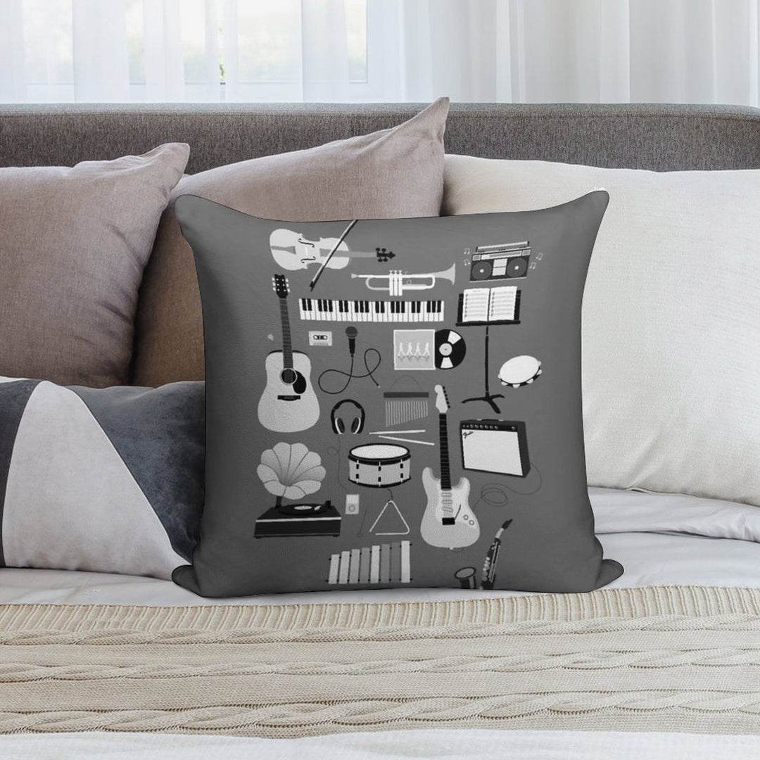 Music Things Soft Short Plush Fabric Throw Pillow