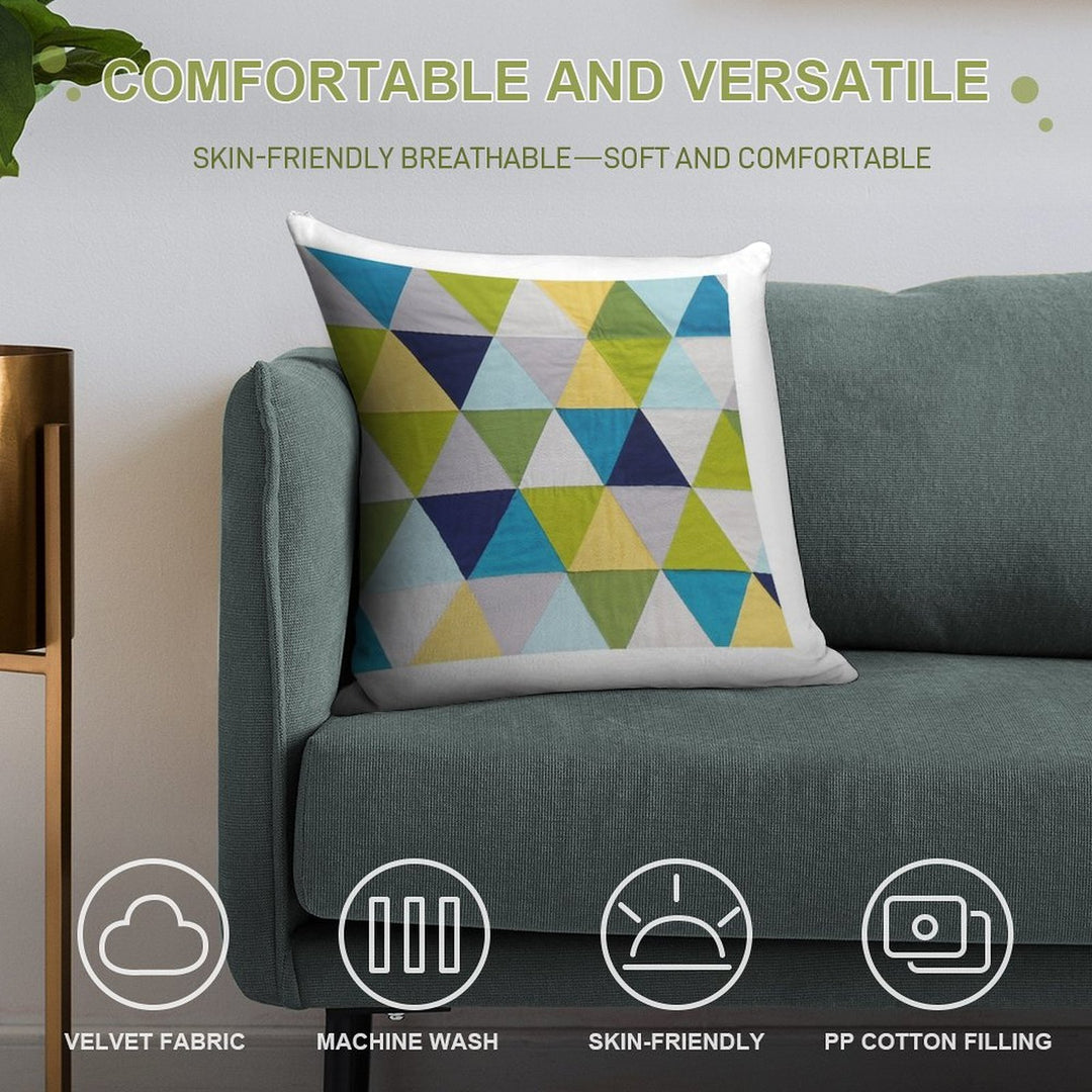 Triangle Quilt Soft Hidden Zipper Throw Pillow