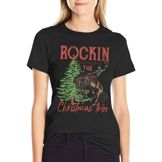 Funny Country Western Xmas Rockin Around The Christmas Tree  Soft T-Shirt