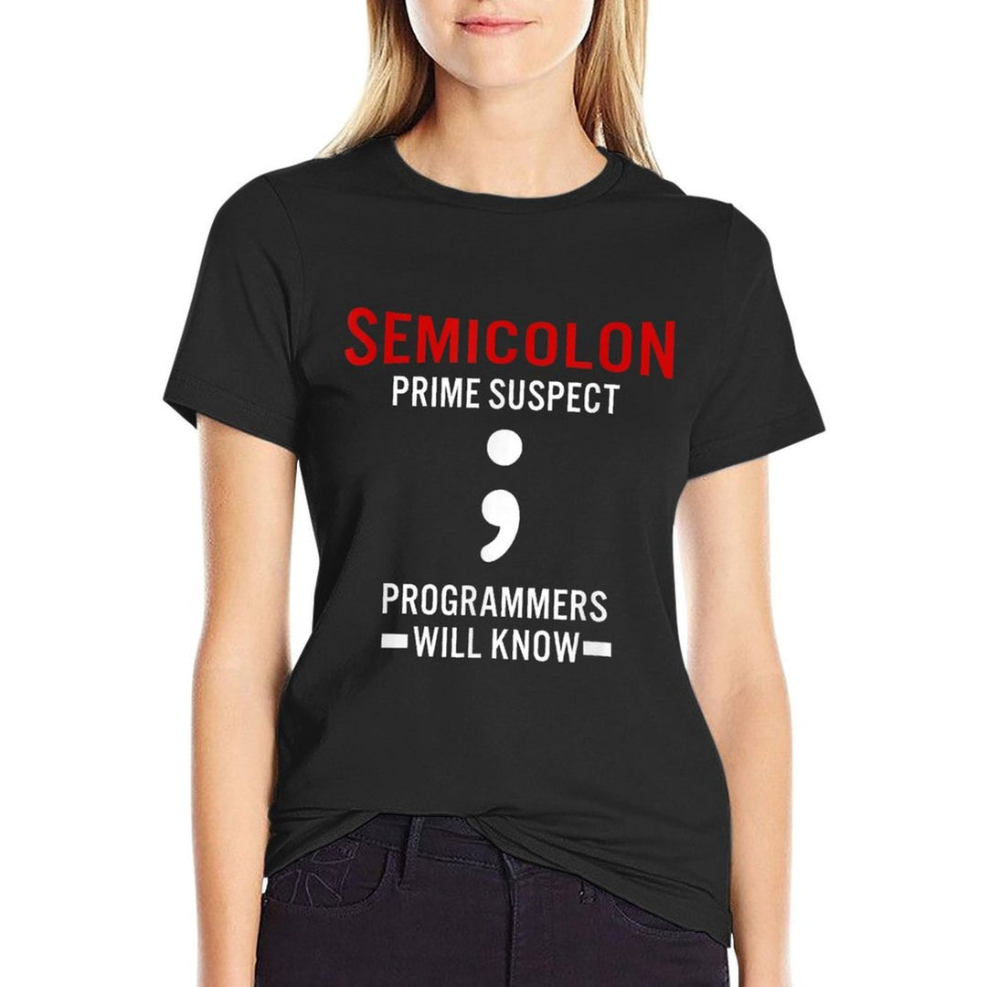 Funny Programmer Semicolon Coder Meme for Computer Geek  Polyester Blend T-Shirt