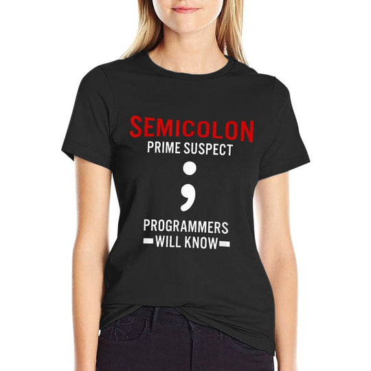 Funny Programmer Semicolon Coder Meme for Computer Geek  Polyester Blend T-Shirt