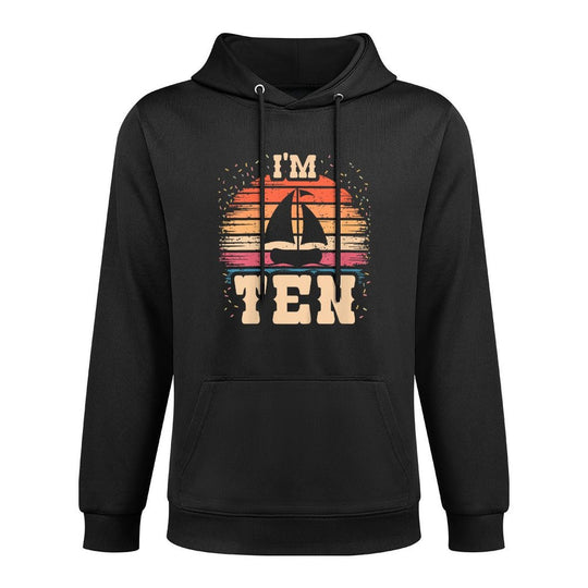 Kids Sailing 10 Year Old Birthday Boy Girl 10th Sailboat Birthday Shrink-Resistant Hoodie