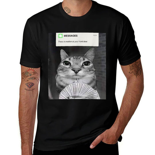Funny Ring Cat With Motion At Your Front Door Brainrot Meme for Men Women Kids  Stretchy T-Shirt