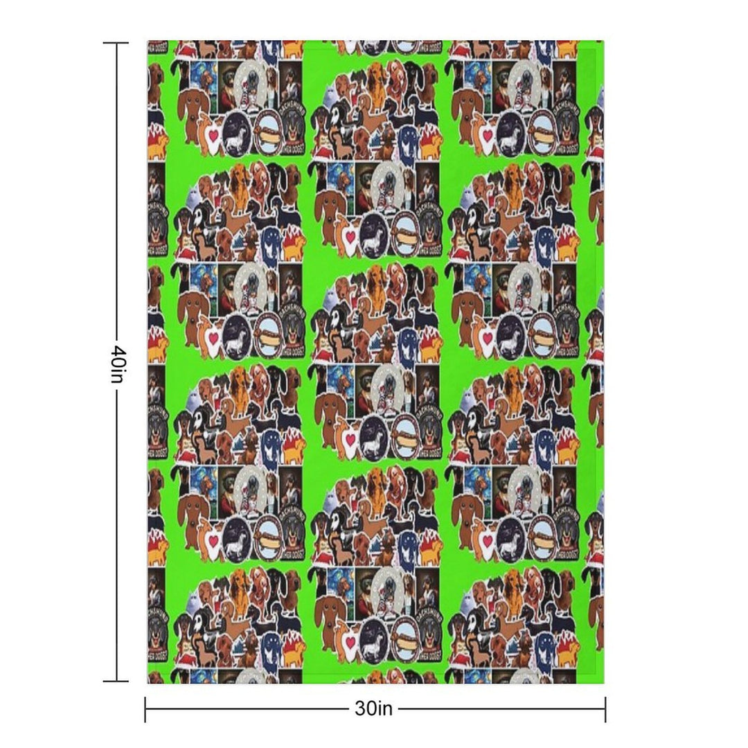 I Love Dachshunds, Collage. Shrink-resistant Throw Blanket