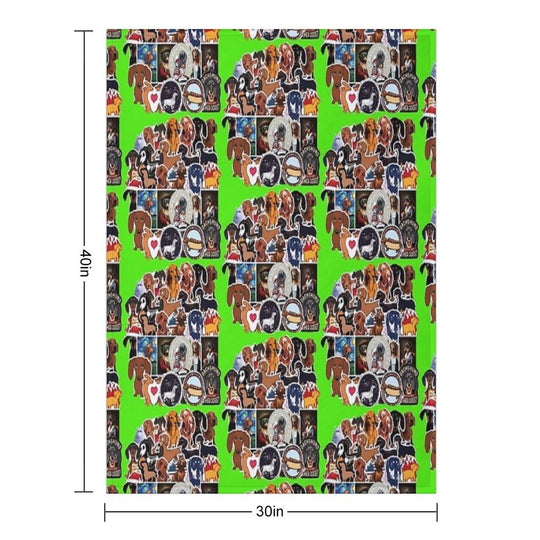 I Love Dachshunds, Collage. Shrink-resistant Throw Blanket