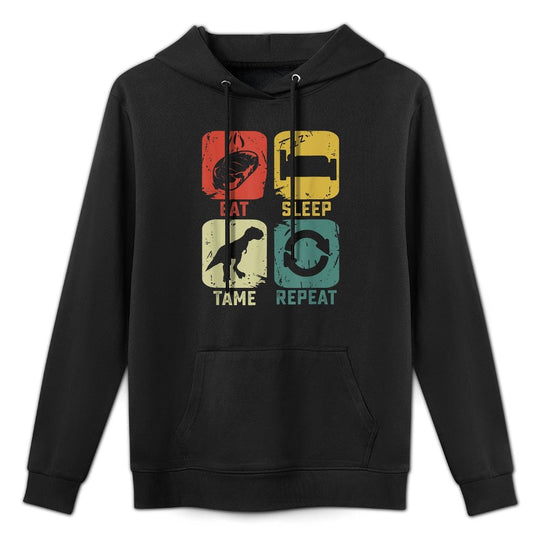 Eat Sleep Tame Repeat Dinosaur Gaming Geek Funny Gamer Shape Retention Hoodie