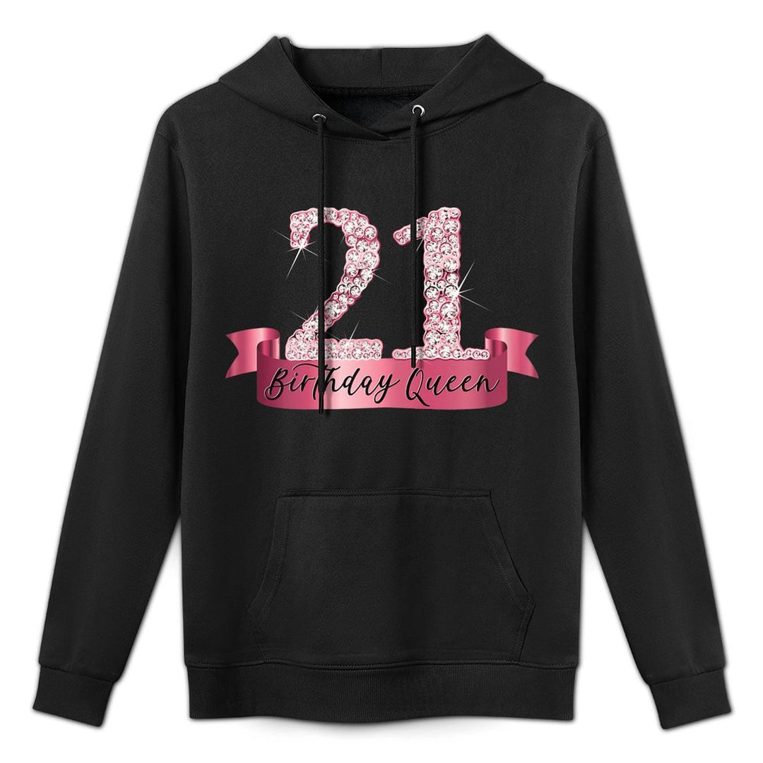 Birthday Queen I Number 21 Pink Banner I Party Outfit Pilling-Resistant Hoodie
