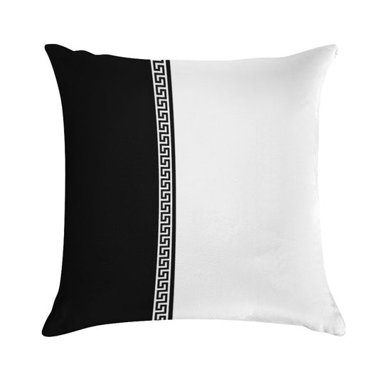Greek Key Verticle - Black And White Soft Anti-Pilling Throw Pillow