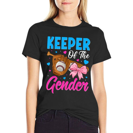 Keeper Of The Gender Baseball Or Bows Gender Reveal Party  Relaxed-fit T-Shirt