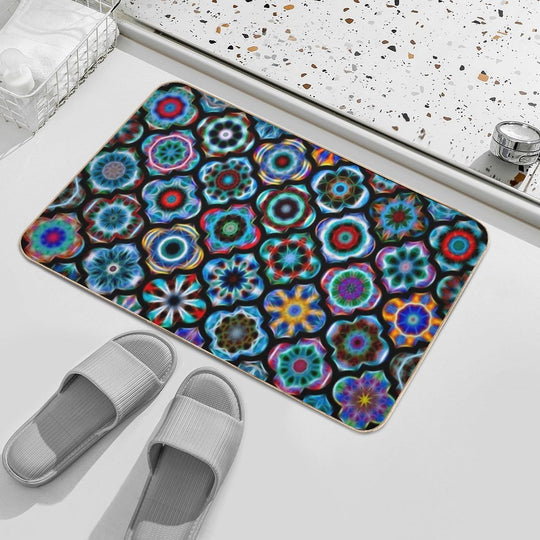 Moroccan Tile Glowing Pattern  Dirt-Trapping Bath Mat