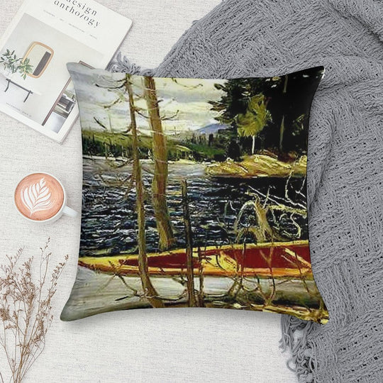THE CANOE  Vintage 1917 Tom Thomson Algonquin Park Art Print Soft Durable Construction Throw Pillow