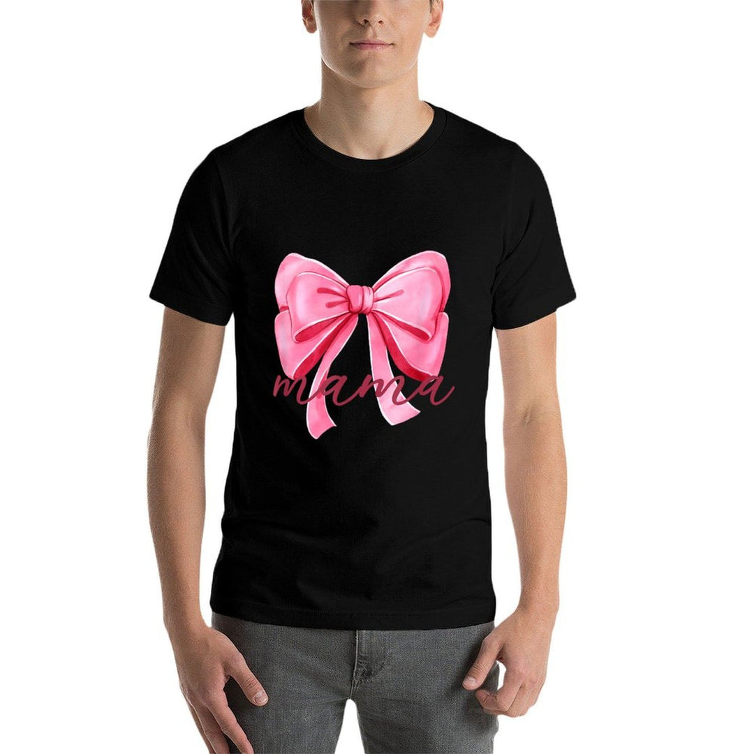 Mama Pink Bow Birthday Baby Shower Family Pink Ribbon  Trendy Pattern T-Shirt