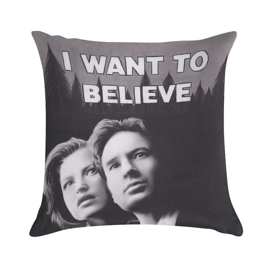 Original Charcoal Drawing of X Files I Want to Believe Soft Home Decor Throw Pillow