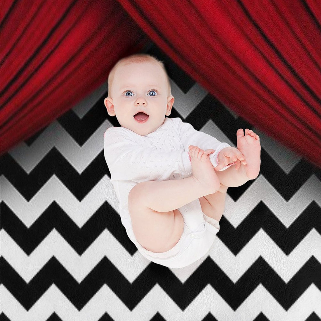 Twin Peaks Red Curtains Black And White Chevron Comfort Throw Blanket