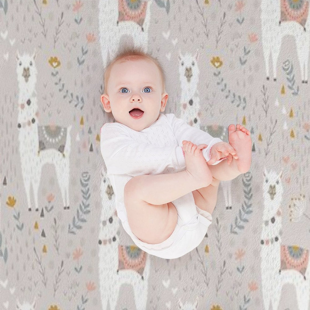 Llama on Warm Gray Sustainable Throw Blanket