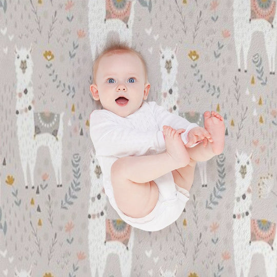 Llama on Warm Gray Sustainable Throw Blanket