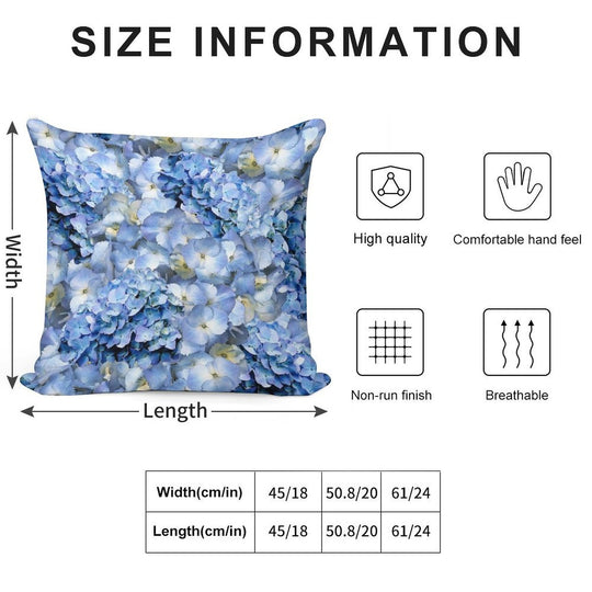 Blue Hydrangea - Floral Art Soft Reinforced Edging Throw Pillow