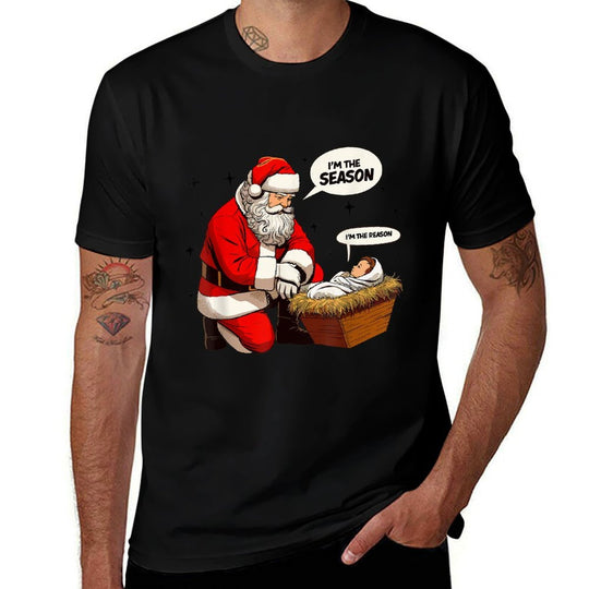 Christmas Jesus Is The Reason For The Season Christian Santa  Lightweight T-Shirt