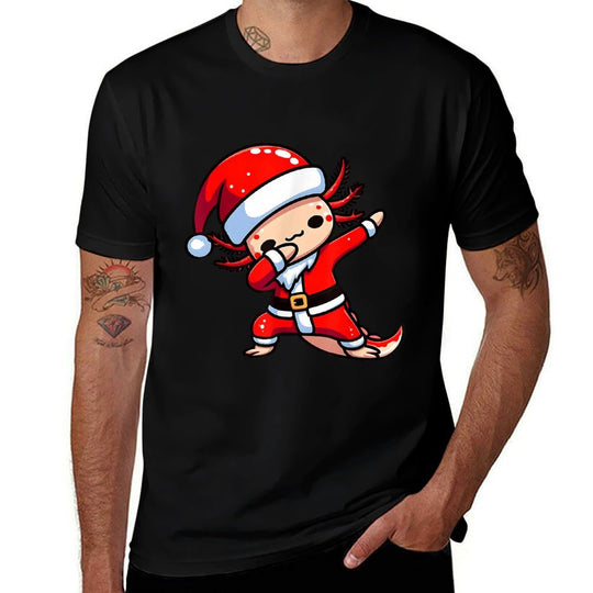 Dabbing Axolotl Santa Claus Hat Kids Boys Christmas Pajama  Classic T-Shirt
