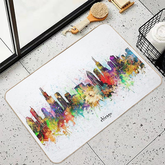 Chicago Skyline  Easy To Clean Bath Mat