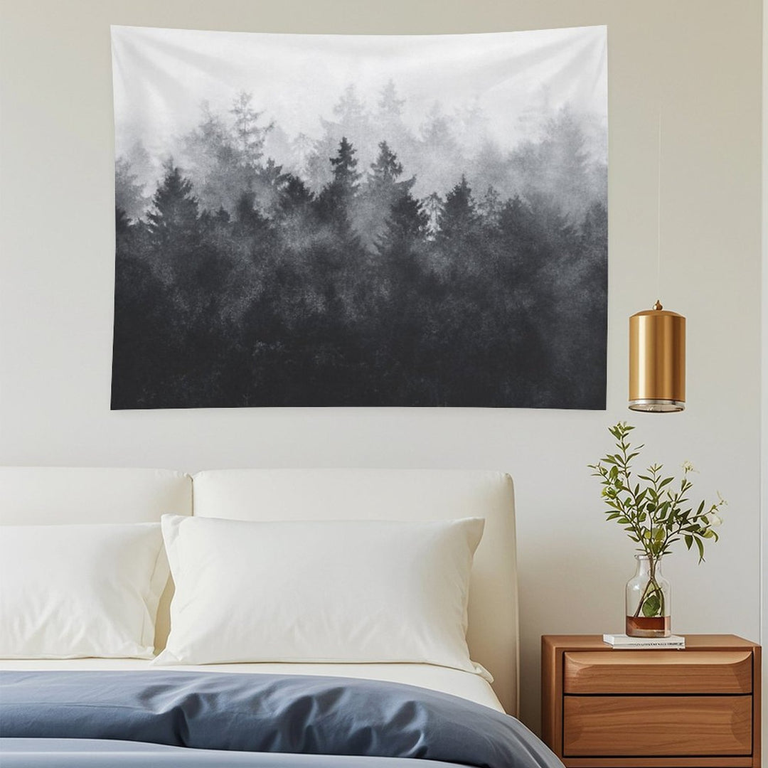 The Heart Of My Heart  Midwinter Blues Gothic Ravencore Forest With Cascadia Trees Covered In Magic Fog Tapestry