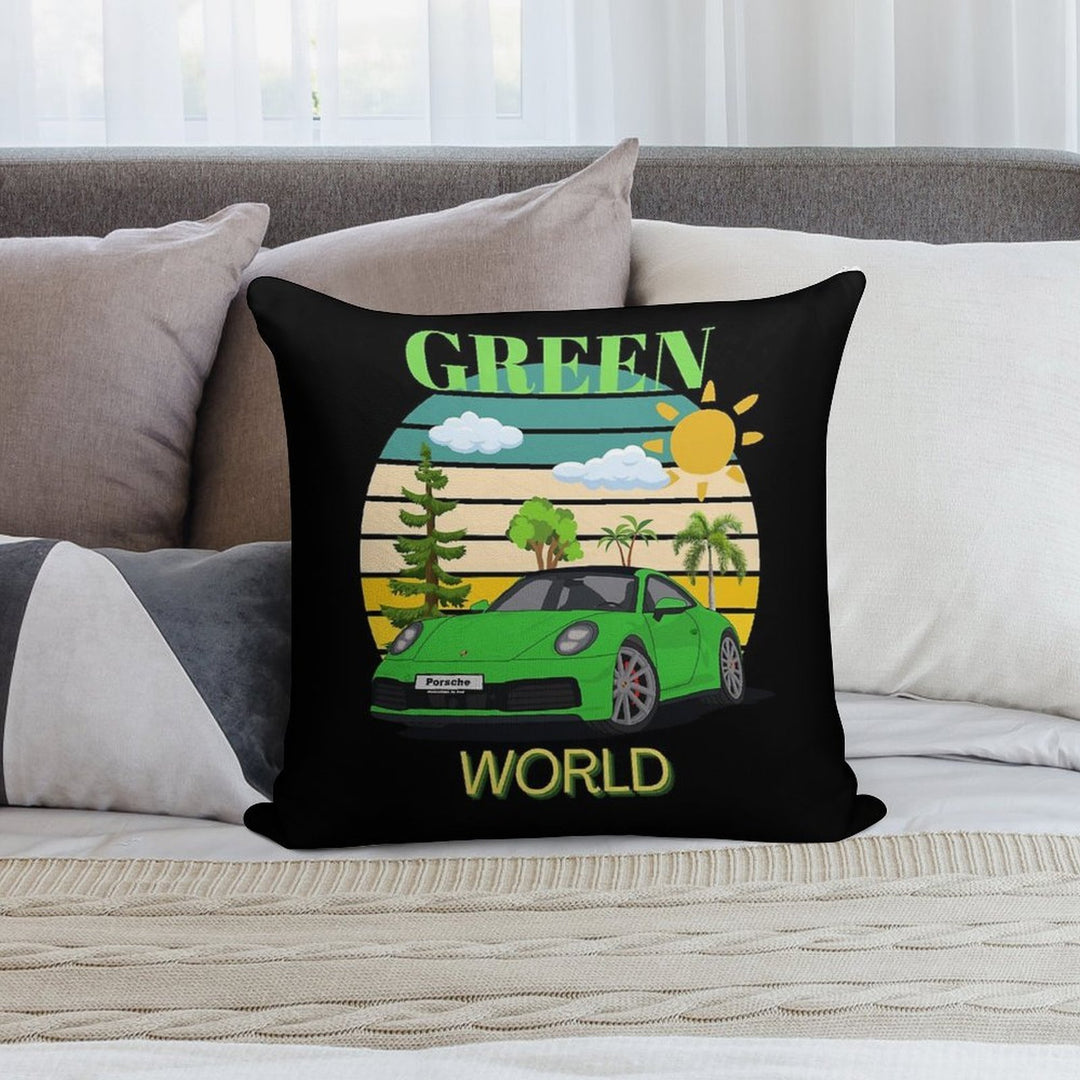 GREEN Soft Short Plush Fabric Throw Pillow