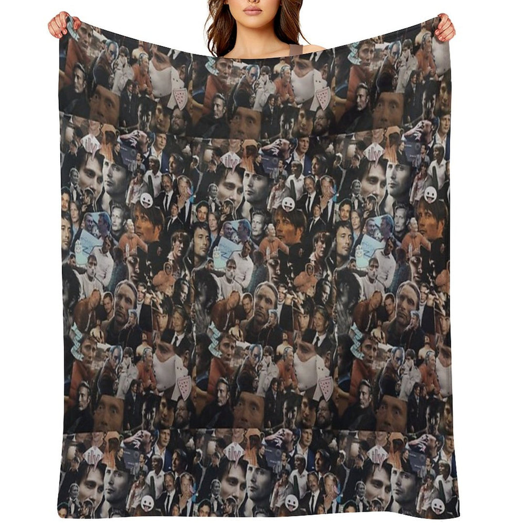 Mads Mikkelsen Collage Multi-functional Throw Blanket