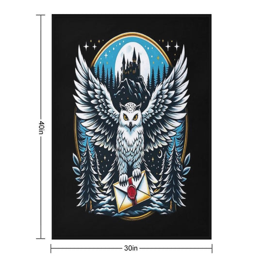 An Owl Messenger in A Mystical Night - Fantasy Travel-friendly Throw Blanket