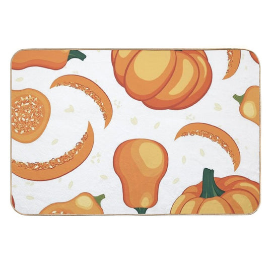 Fall Harvest Seamless Pattern with Pumpkins, Pumpkin Slices And Pumpkin Seeds  Toxin-Free Bath Mat