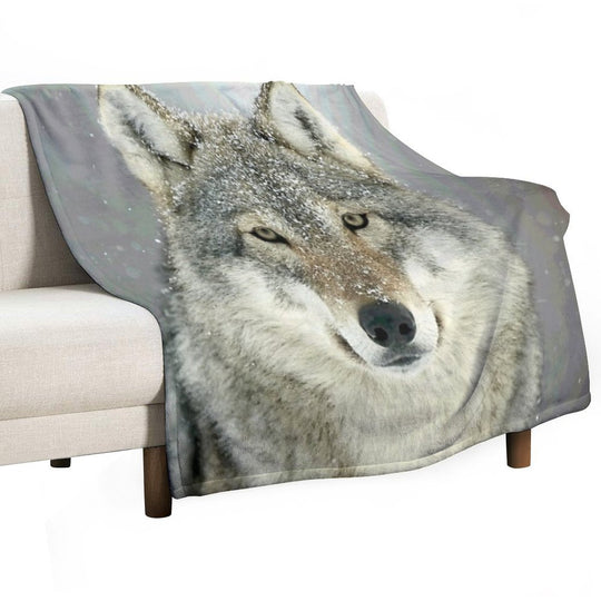 GREY WOLF Anti-pilling Throw Blanket
