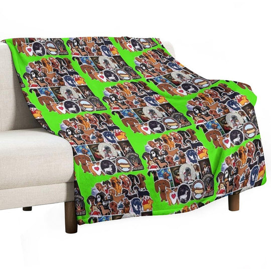 I Love Dachshunds, Collage. Shrink-resistant Throw Blanket