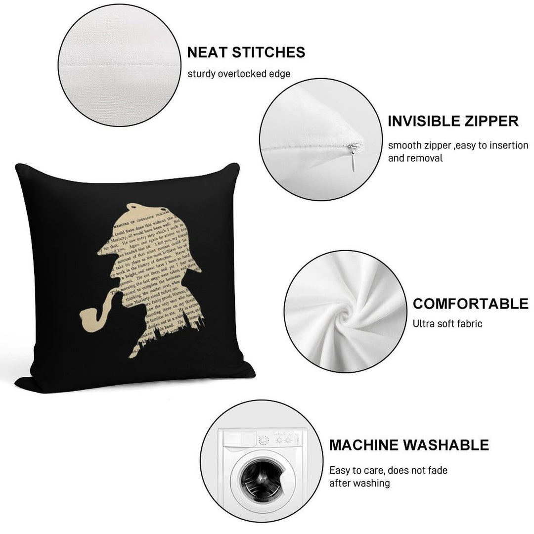 Classic Sherlock Holmes Soft Skin-Friendly Throw Pillow