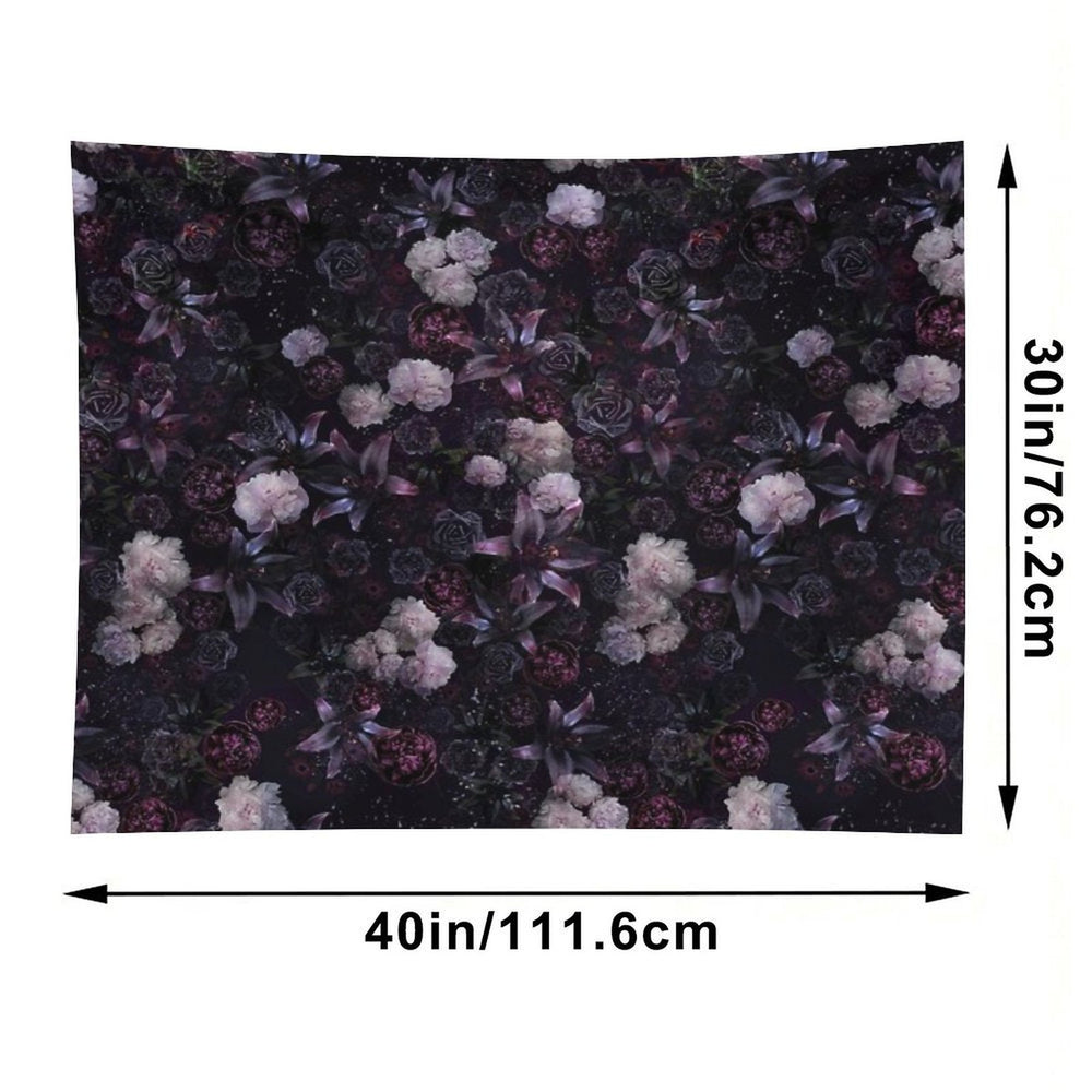 Midsummer Nights Dream #Dark Floral #Midnight #Black #Rose #Night Tapestry