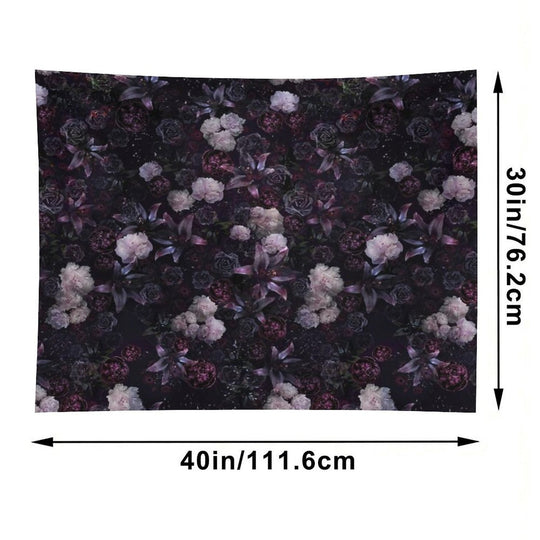 Midsummer Nights Dream #Dark Floral #Midnight #Black #Rose #Night Tapestry