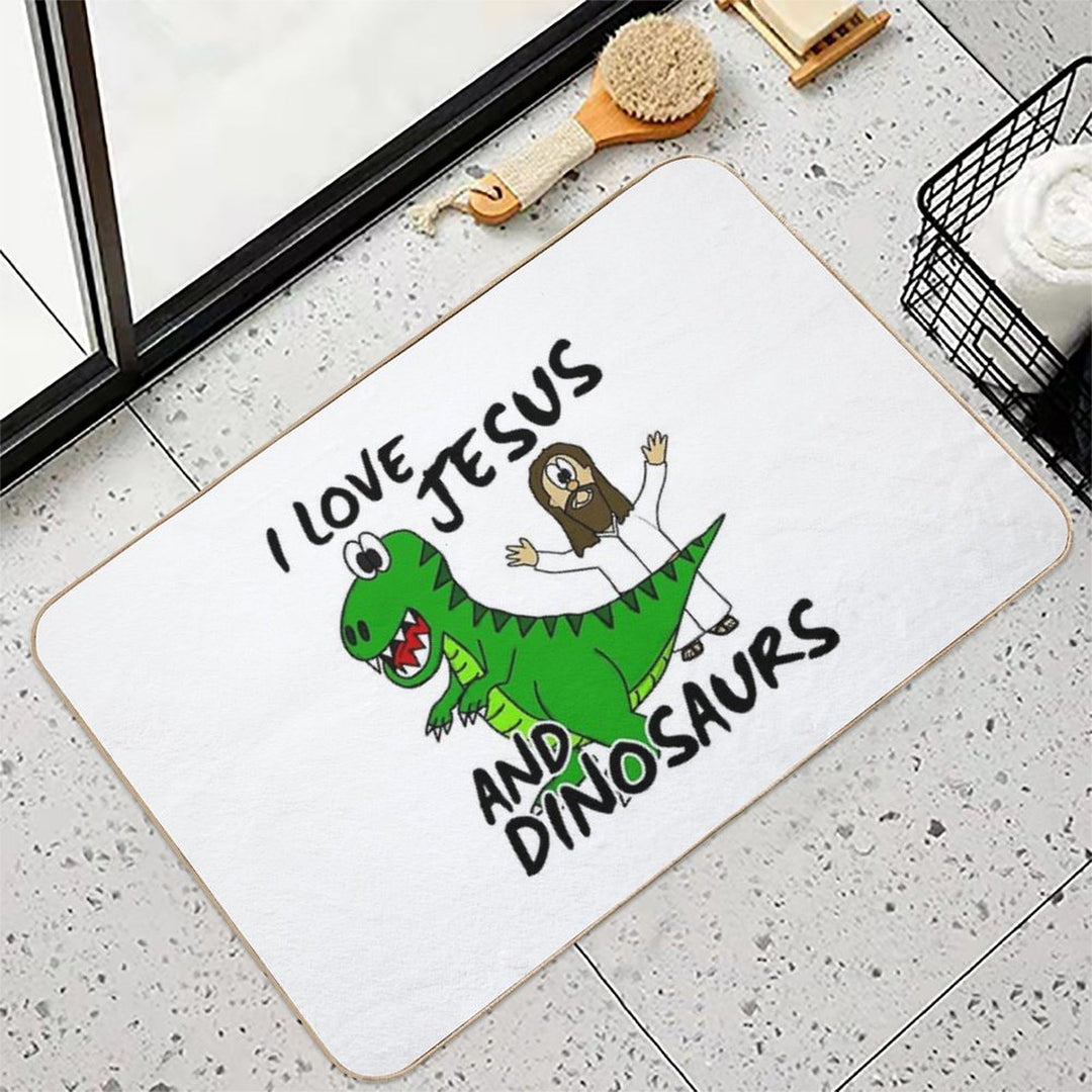 I Love Jesus And Dinosaurs Church Humor  Rapid-Drying Bath Mat