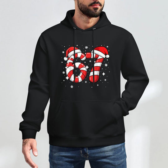 67 Meme Six Seven Candy Cane Christmas Boys Girls Kids Unisex Design Hoodie