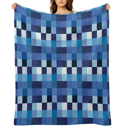 Squares Shades of Azure Machine-washable Throw Blanket