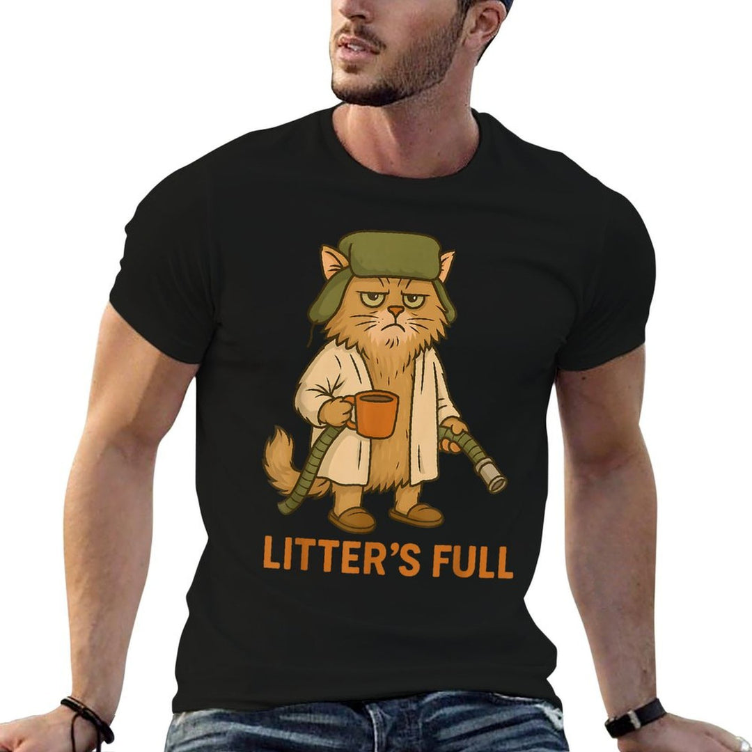 Litter’s Full Funny Cat Christmas Humor Quote  Ribbed Collar T-Shirt