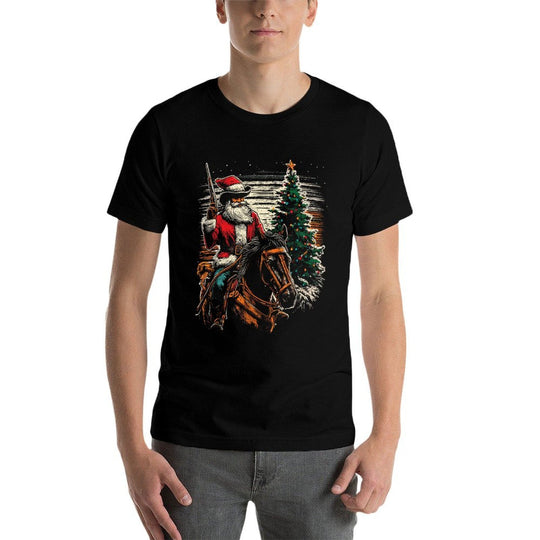 Santa Claus Cowboy - Vintage Christmas Tree Cowboy Lover  Moisture-wicking T-Shirt