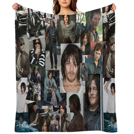 Norman Reedus Fan Made Assorted Random Photo Collage Multi-functional Throw Blanket