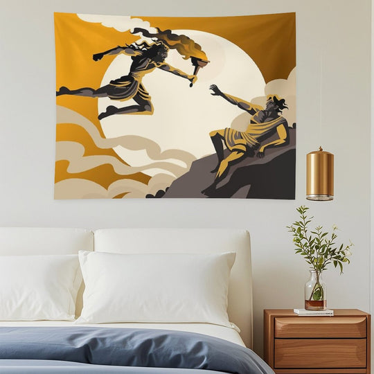 Prometheus Stealing Fire Greek Mythology Tapestry