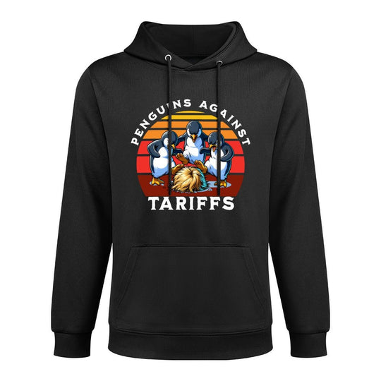 Funny Penguins Against Tariffs Resist Protest Men Women Shrink-Resistant Hoodie