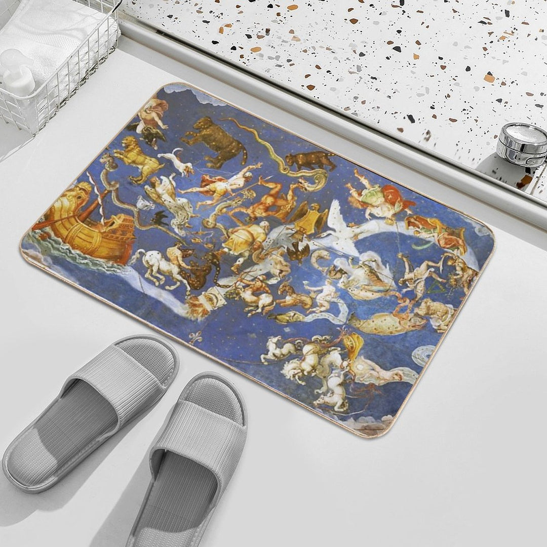 RENAISSANCE ASTROLOGY ,MYTHOLOGICAL FIGURES, ZODIACAL SIGNS WITH CONSTELLATIONS  Absorbent Bath Mat